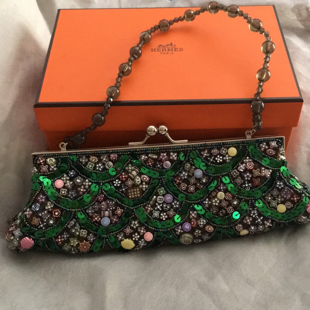 Beautiful green beaded bag